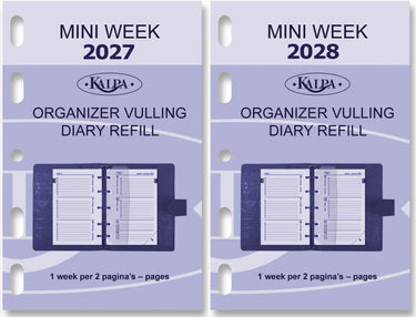 6247-27-28 104 x 68 mm Mini Ordre du jour Organizer Insère la nl hebdomadaire
